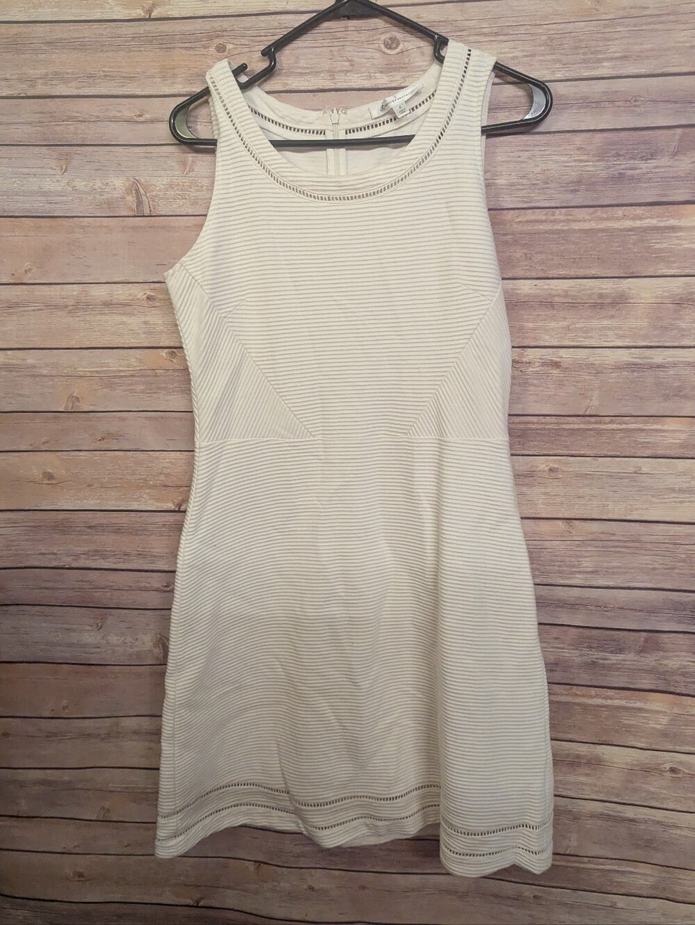 Brooks Brothers Dress Womens Size 6 Ivory Cotton Sleeveless Fit Flare Eyelet Tri